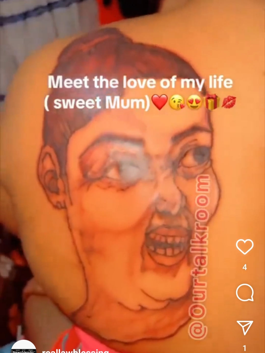 Lady’s Tattoo Of Her Mother On Her Back Sparks Reaction on Social Media(watch Video)