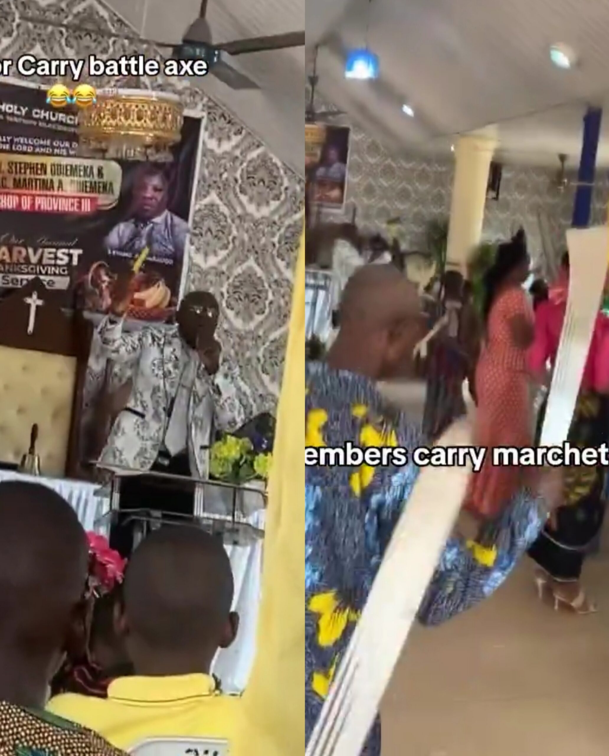 Watch Moment Pastor Carry Battle Axe And  Members Carried Cutlass To Church