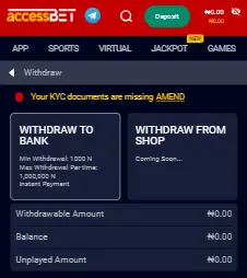 Comprehensive information on AccessBET withdrawal options.